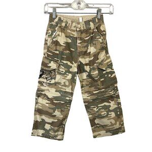 Sideout Boys Green Camo Cargo Pants Removable Legs with Zip EUC Size 5